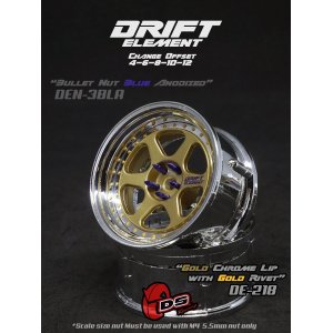 画像: DRIFT ELEMENT SERIES RIM：Gold 6Spokes Chrome Lip Gold Rivets