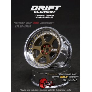 画像: DRIFT ELEMENT SERIES RIM：Bronze 6Spokes Chrome Lip Gold Rivets