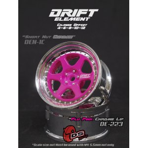 画像: DRIFT ELEMENT SERIES RIM：Flu Pink 6Spokes Chrome Lip Chrome Rivets