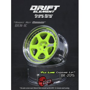 画像: DRIFT ELEMENT SERIES RIM：Flu Lime 6Spokes Chrome Lip Chrome Rivets