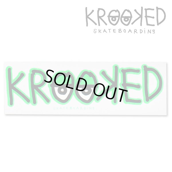 画像1: Krooked  Logo Sticker Neon Green 【メール便OK】