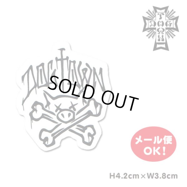 画像1: Dogtown Skateboards Pig×Crossbones sticker 1.75inch (Black/White) 【メール便OK】