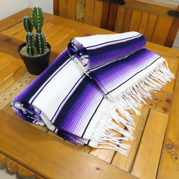 画像3: MOLINA Tow Color Serape (White Lavender Purple)