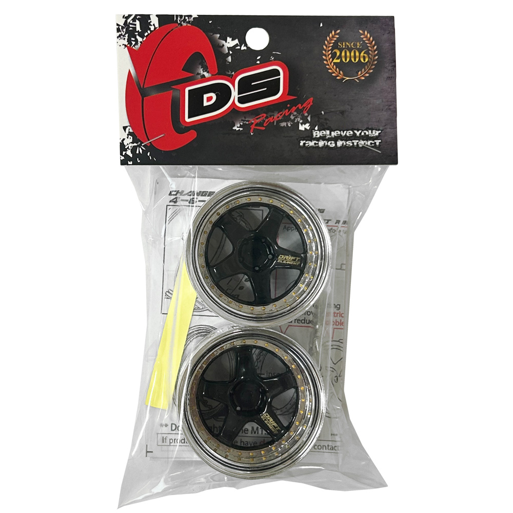 画像2: DRIFT ELEMENT SERIES RIM：Gloss Black 5Spokes Chrome Lip Gold Rivets