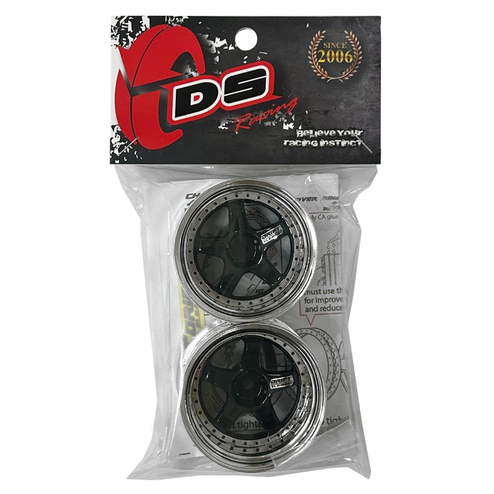 画像2: DRIFT ELEMENT SERIES RIM：Gloss Black 5Spokes Chrome Lip Black Rivets