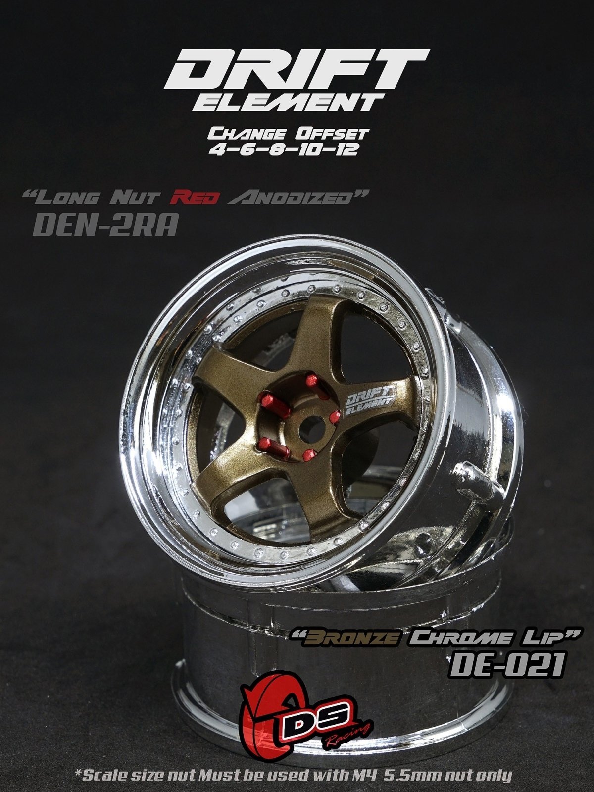 画像1: DRIFT ELEMENT SERIES RIM：Bronze 5Spokes Chrome Lip Chrome Rivets