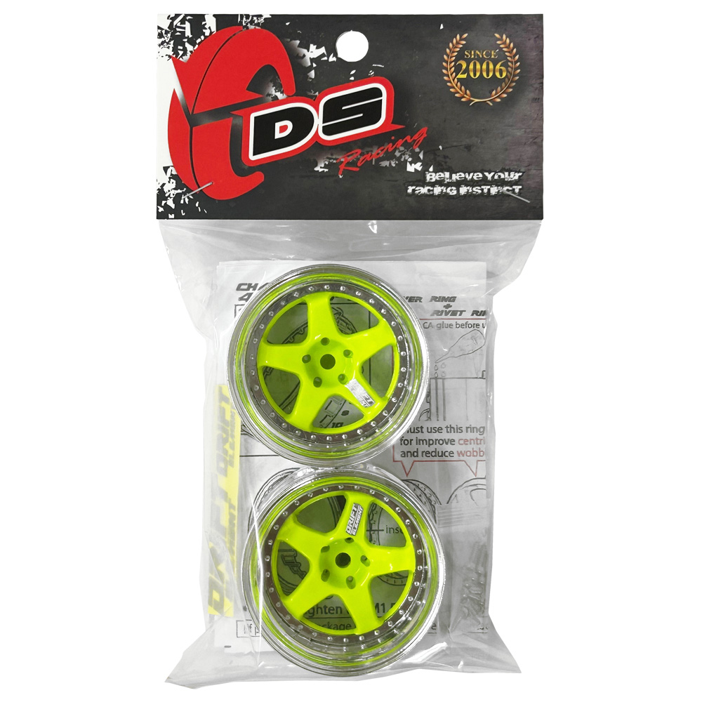 画像2: DRIFT ELEMENT SERIES RIM：Flu Lime 5Spokes Chrome Lip Chrome Rivets