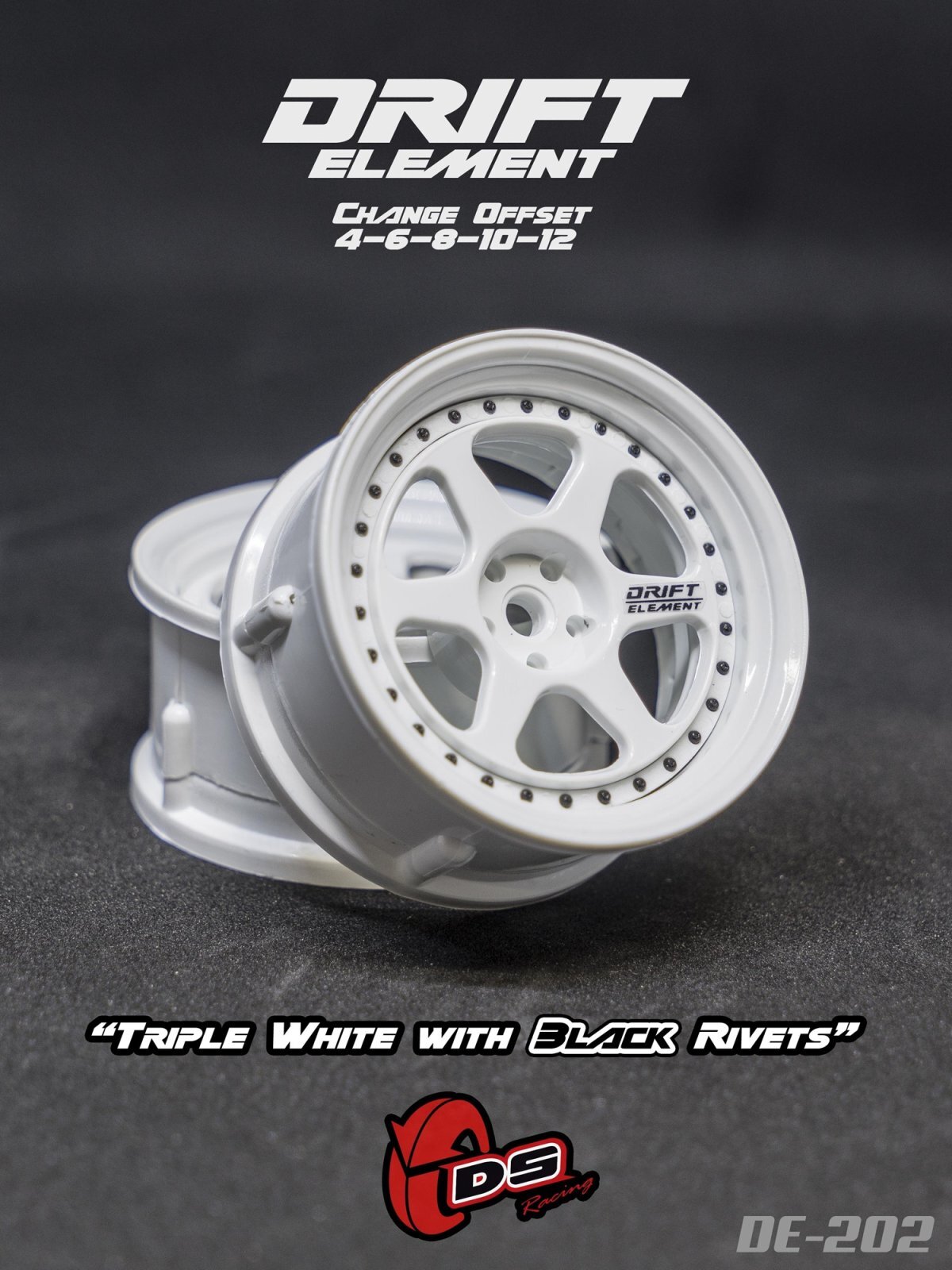 画像1: DRIFT ELEMENT SERIES RIM：White 6Spokes White Lip Black Rivets
