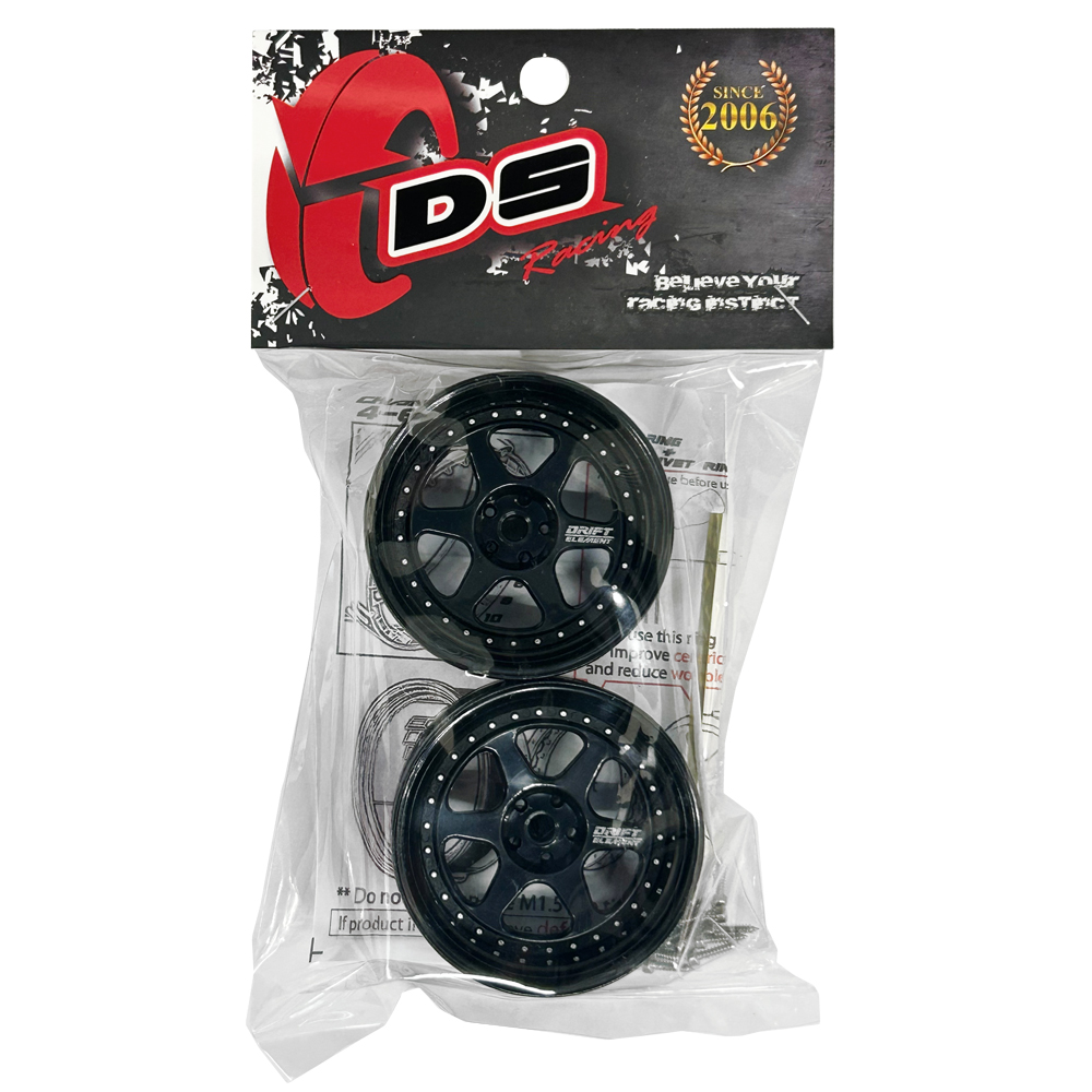 画像2: DRIFT ELEMENT SERIES RIM：Black 6Spokes Black Lip Silver Rivets