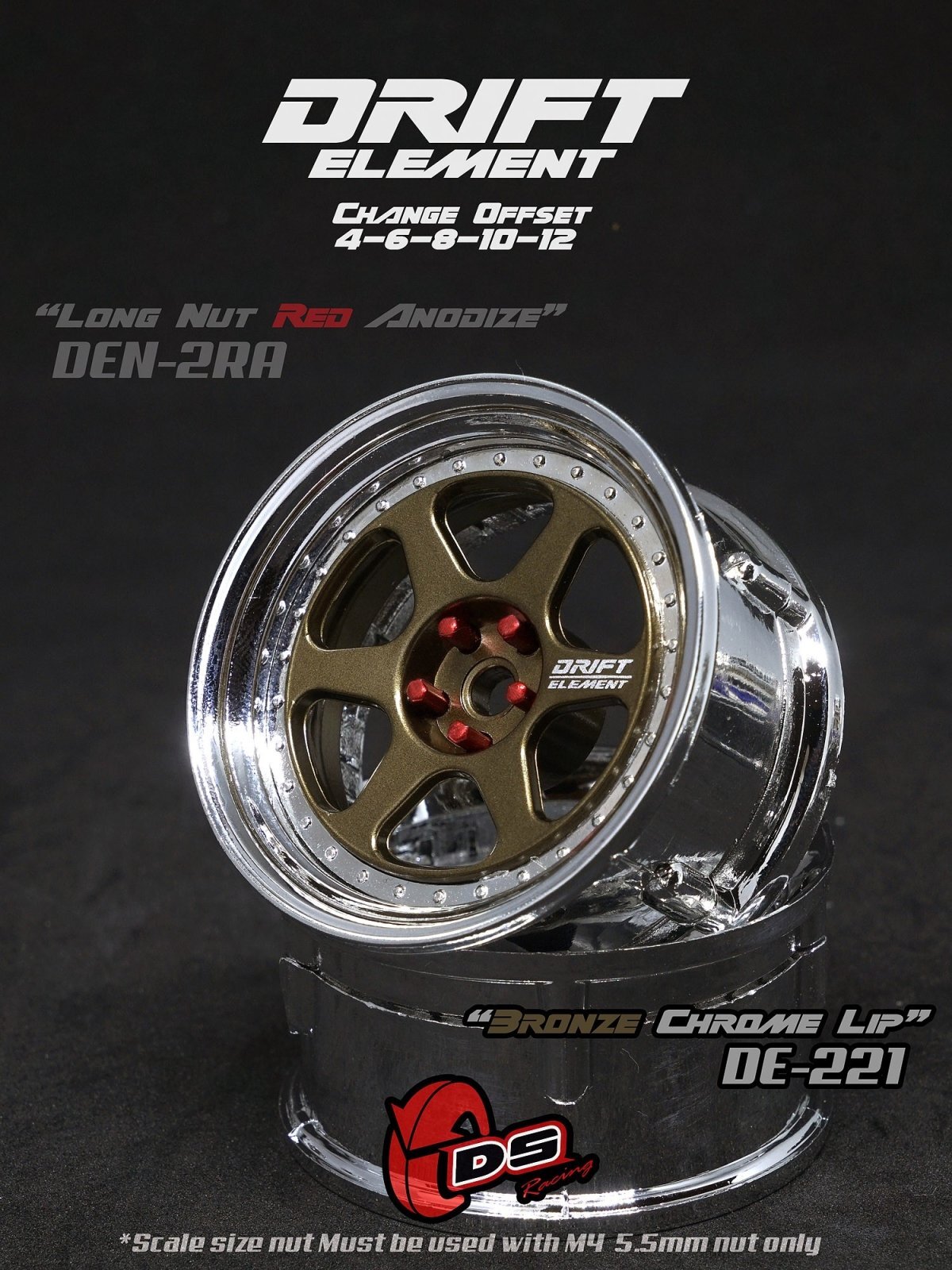 画像1: DRIFT ELEMENT SERIES RIM：Bronze 6Spokes Chrome Lip Chrome Rivets