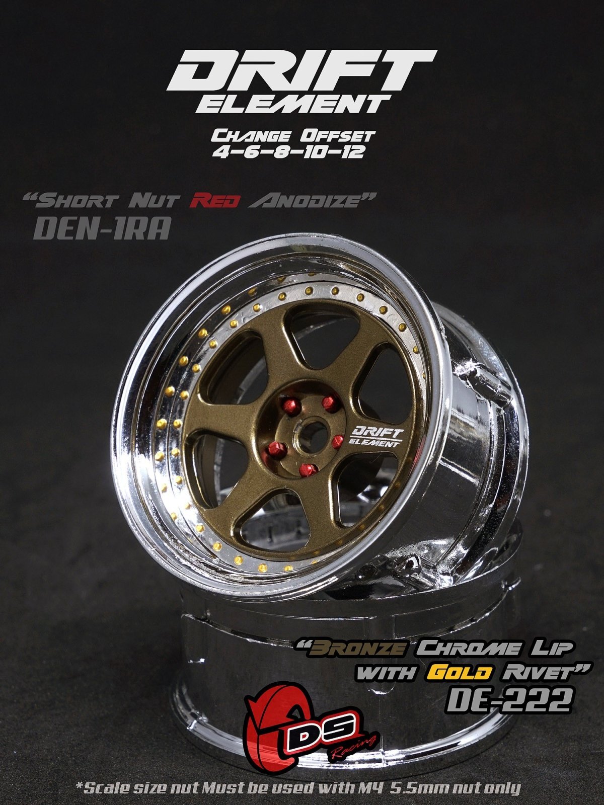 画像1: DRIFT ELEMENT SERIES RIM：Bronze 6Spokes Chrome Lip Gold Rivets