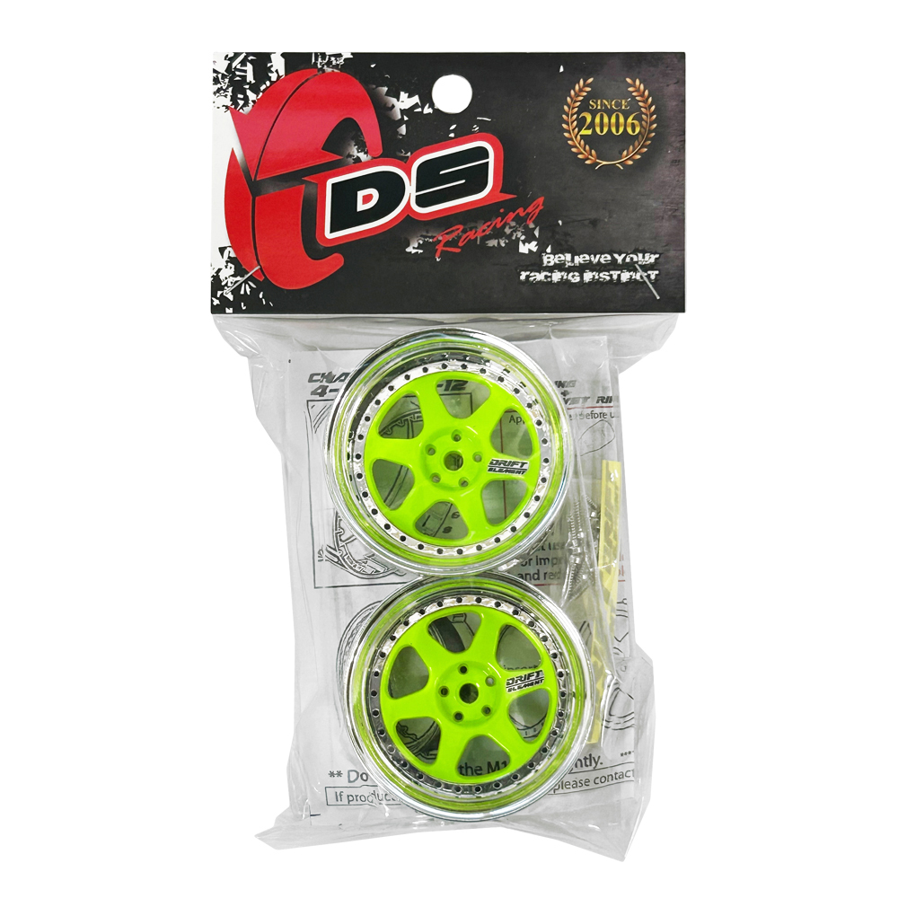 画像2: DRIFT ELEMENT SERIES RIM：Flu Lime 6Spokes Chrome Lip Black Rivets