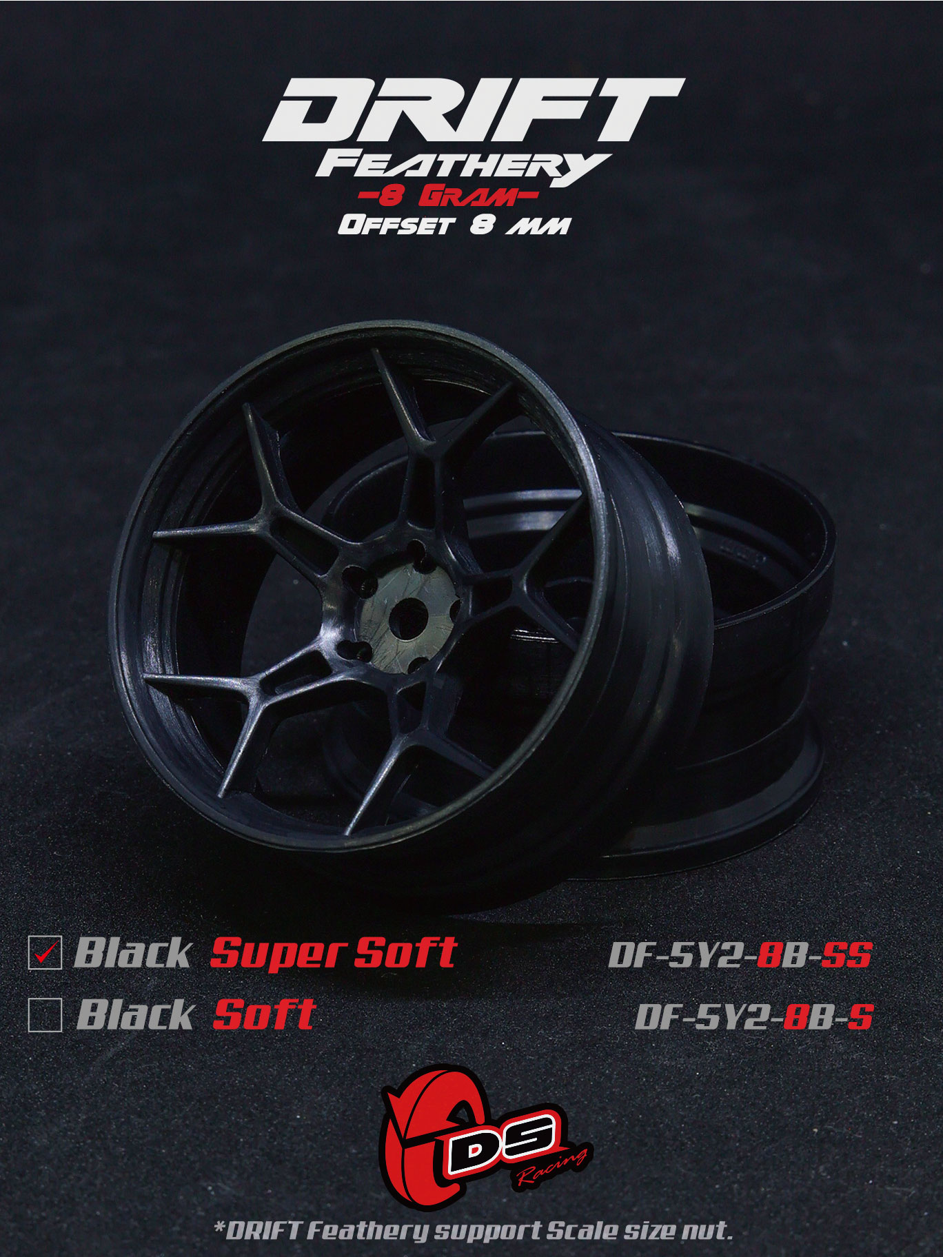 画像1: DRIFT FEATHERY RIM：5Y Spokes BLACK Super Soft off8