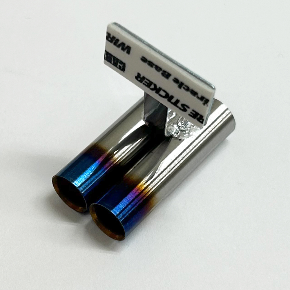 画像2: スタンダードステンレスマフラー（並列デュアル　焼色加工　出口径8Φ　ステー⇔出口15ｍｍ）