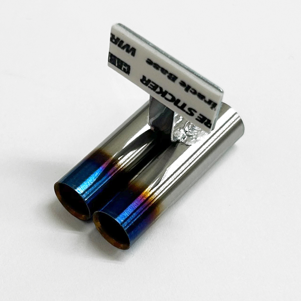 画像2: スタンダードステンレスマフラー（並列デュアル　焼色加工　出口径8Φ　ステー⇔出口15mm/ 30mm）