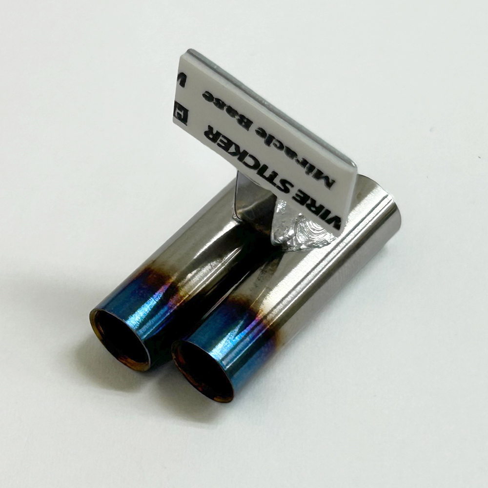 画像2: スタンダードステンレスマフラー（ステップデュアル右側ショート　焼色加工　出口径8Φ　ステー⇔出口15ｍｍ）