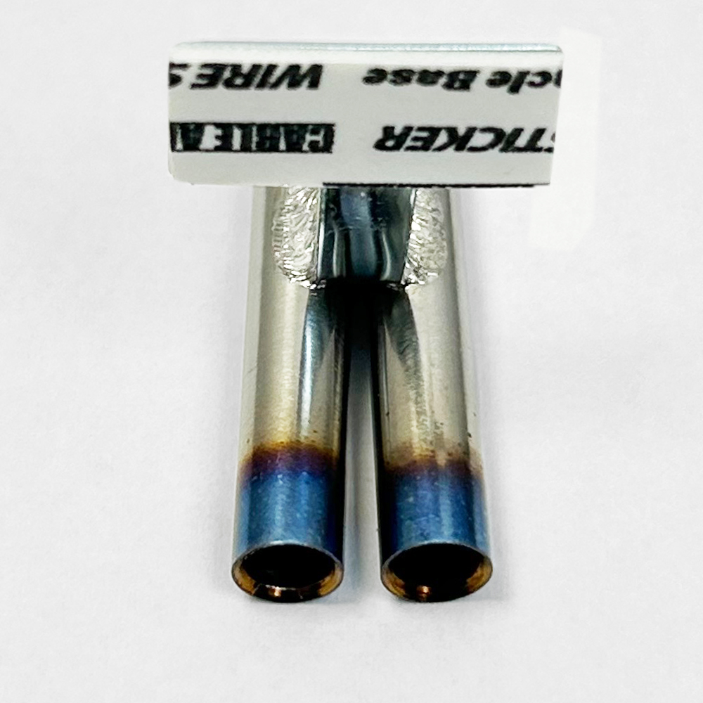 画像2: スタンダードステンレスマフラー（Vデュアル　焼色加工　出口径6Φ　ステー⇔出口15ｍｍ）