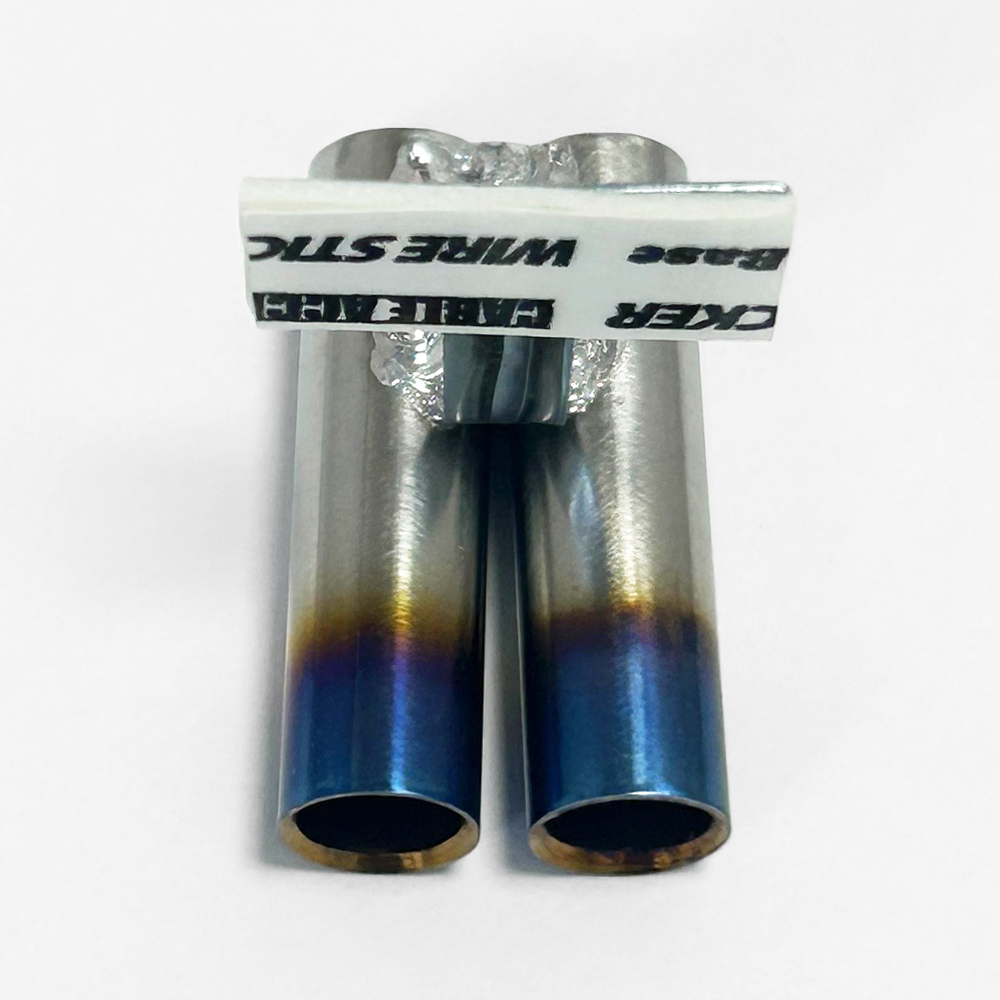 画像2: スタンダードステンレスマフラー（Vデュアル　焼色加工　出口径8Φ　ステー⇔出口15ｍｍ）