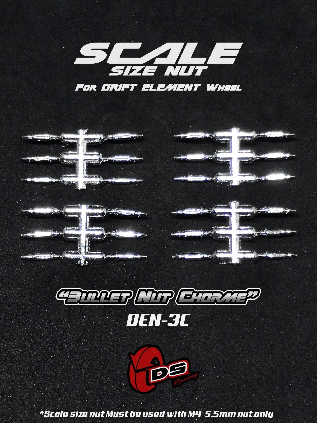 画像1: DS Racing Scale Nut  Bullet /Chrome (24pcs) 