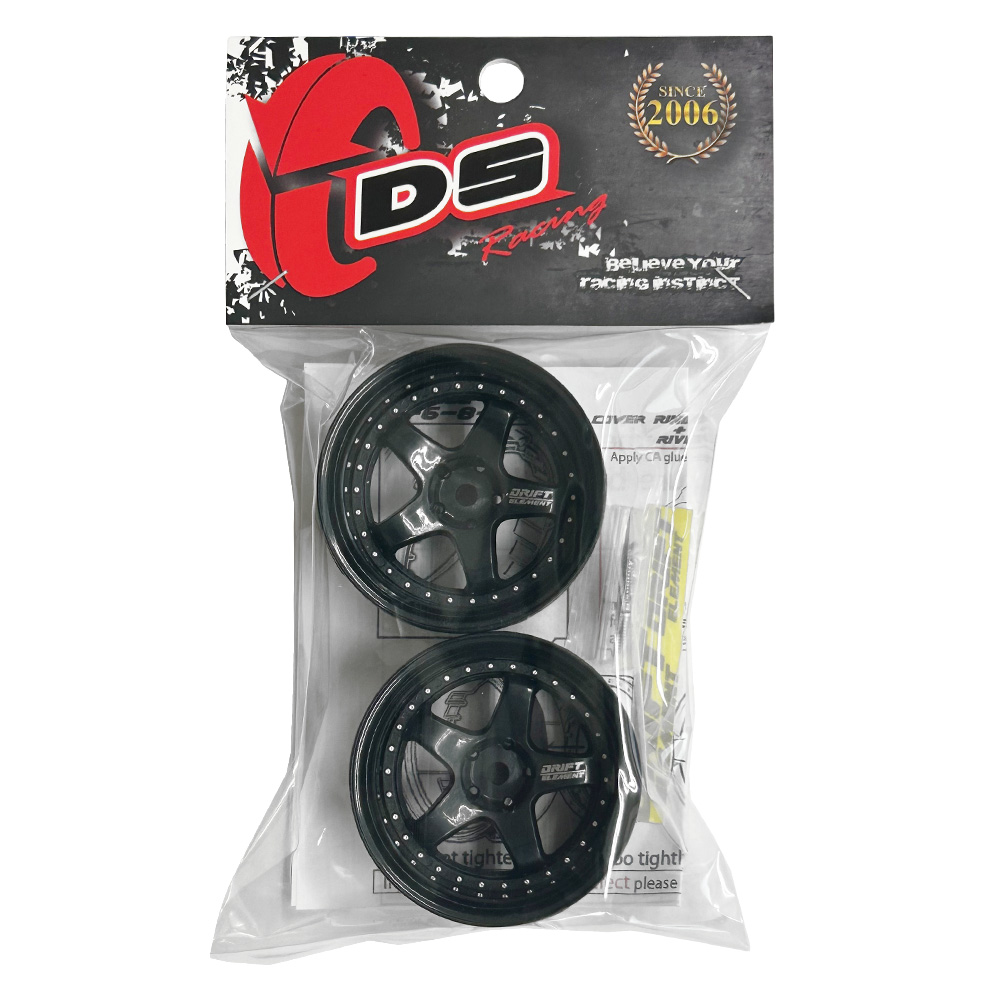 画像2: DRIFT ELEMENT SERIES RIM：Black 5Spokes Black Lip Silver Rivets