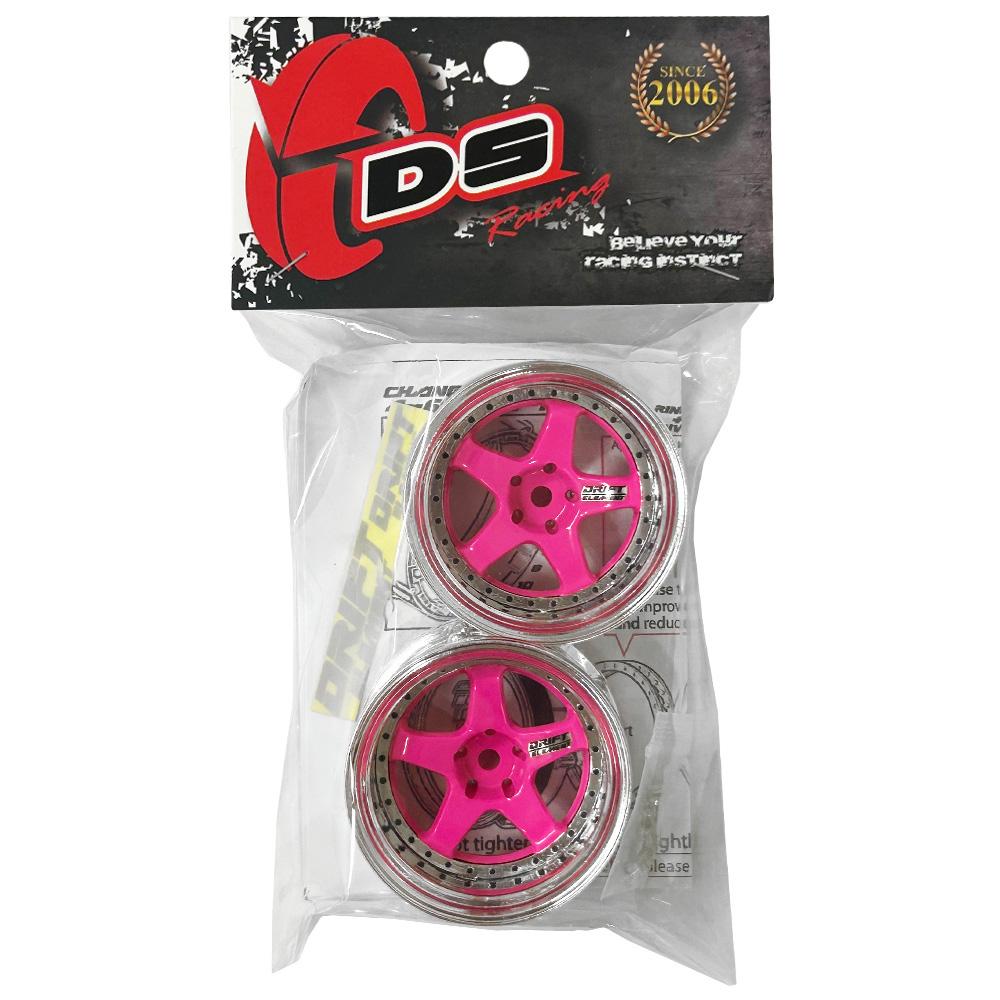画像2: DRIFT ELEMENT SERIES RIM：Flu Pink 5Spokes Chrome Lip Black Rivets