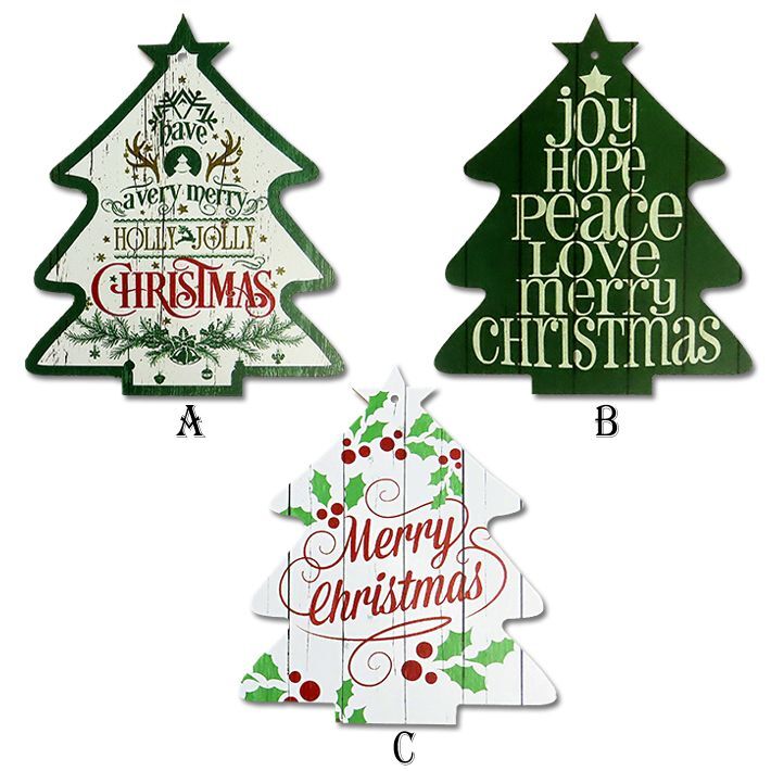 画像2: Christmas Wood Signs Tree Shape【全5種】【メール便OK】